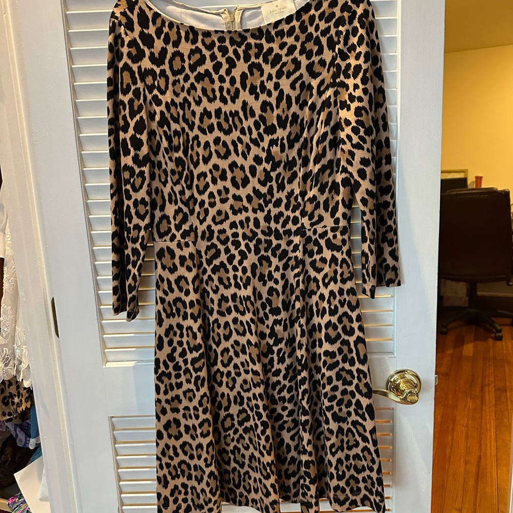 Kate Spade New York leopard print ponte fit & flare dress - Picture 2 of 6